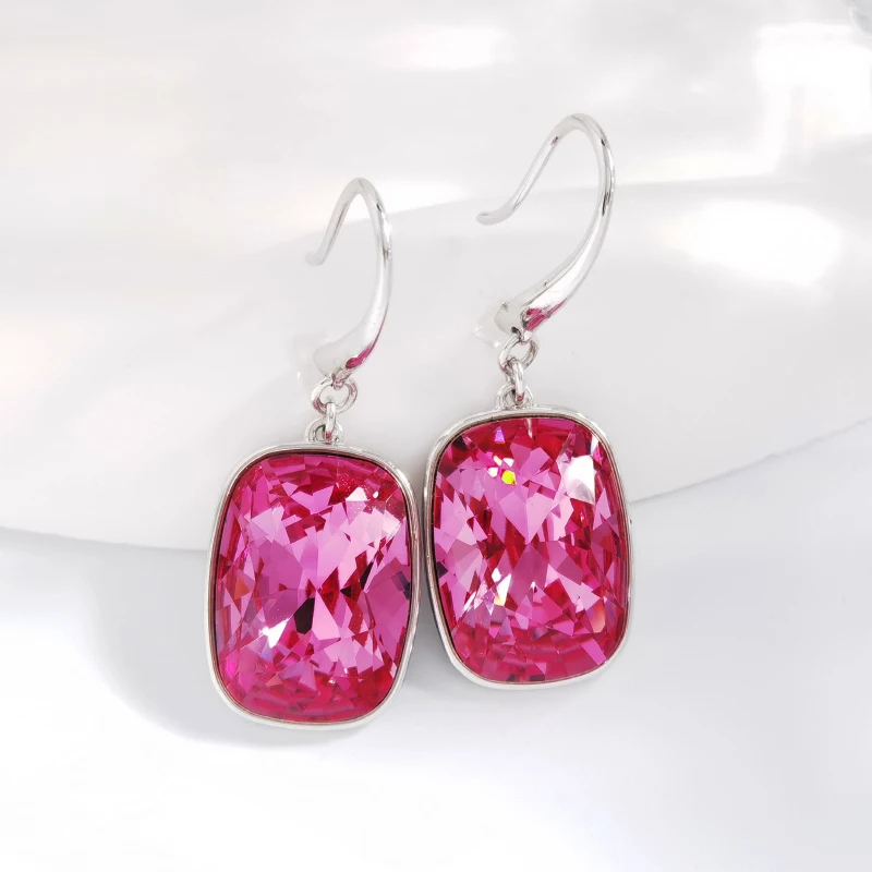 

Женские серьги Стразы 2023, роскошные ювелирные изделия из австрийского хрусталя, Модные прямоугольные Подвесные серьги, бижутерия для девуш...