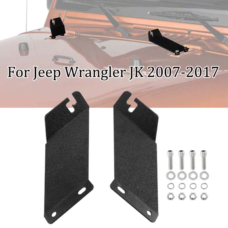 

2Pcs Car Work Light Bar Hood Mounting Brackets Hood Mounts for Jeep Wrangler JK 2007-2017 External Accessories