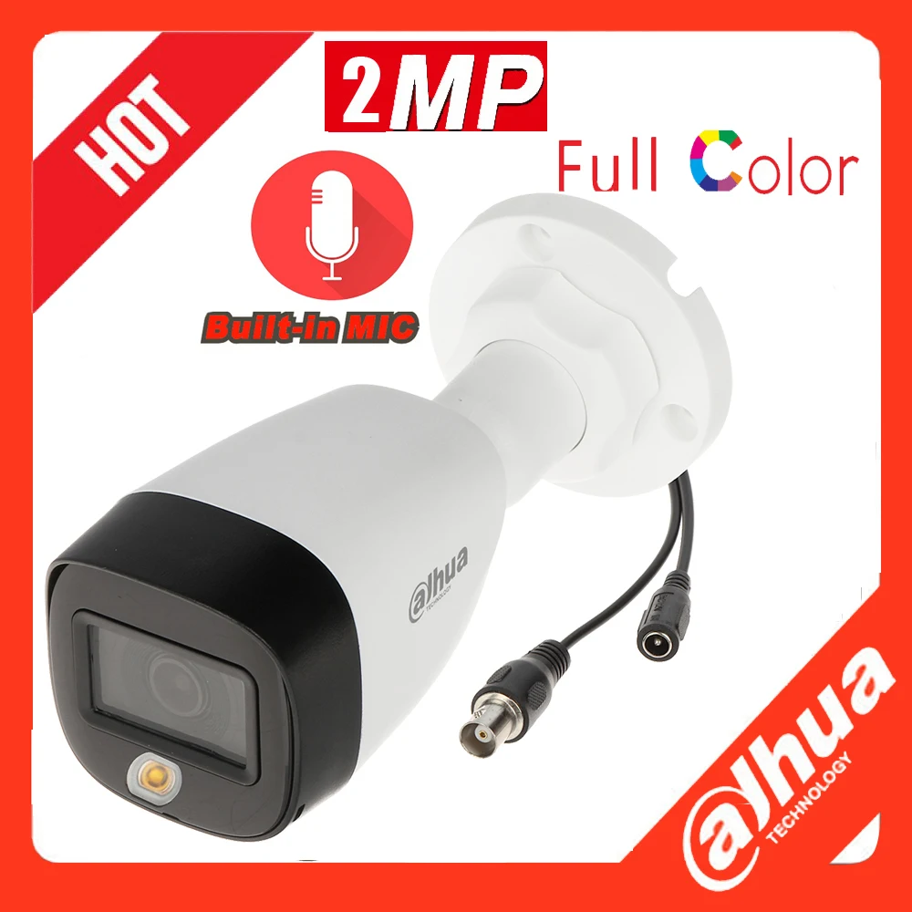

DAHUA HAC-HFW1209C-A-LED 2MP Full-Color HDCVI AHD, HD-CVI, HD-TVI, CVBS CAMERA Bullet Camera with micphone