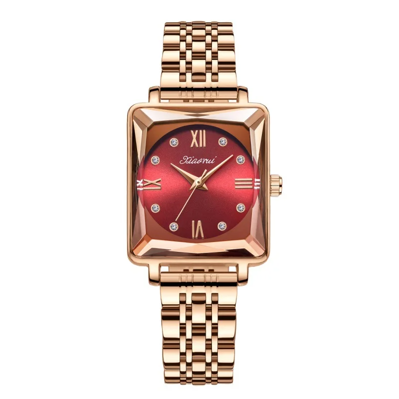2023 fashion steel belt square quartz watch non-mechanical ladies cross-border hot selling waterproof watch a piece of hair