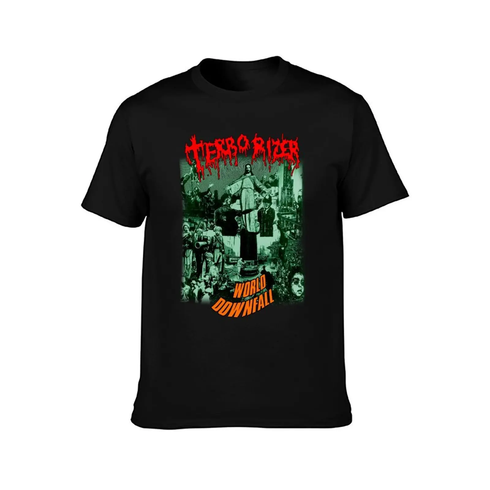 Фото Футболка World Downfall by Terrorizer Classic Old School Death Grind Metal, базовая однотонная футболка с короткими рукавами №2