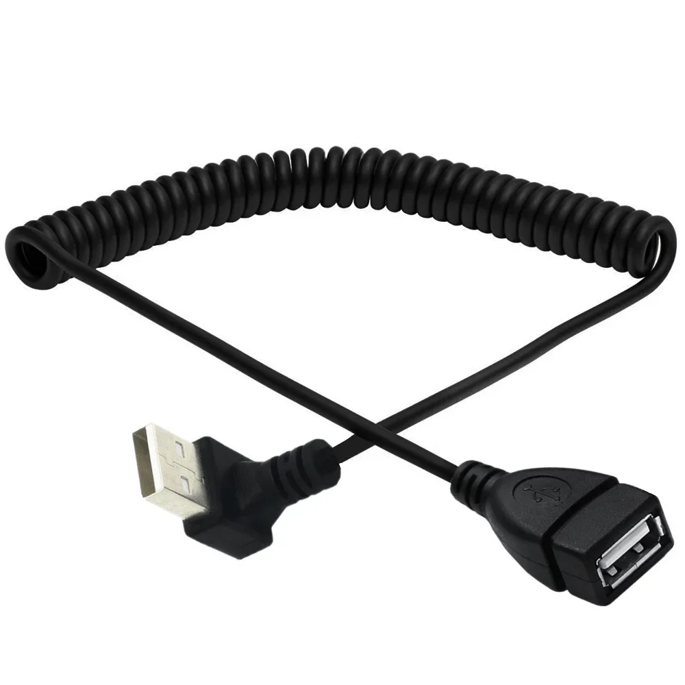 Фото Спиральная катушка USB-кабель вверх вниз, правый левый, угол 90 градусов, удлинитель USB 2.0 «папа-мама», пружинный кабель, 1,5 м/3,3 фута №4