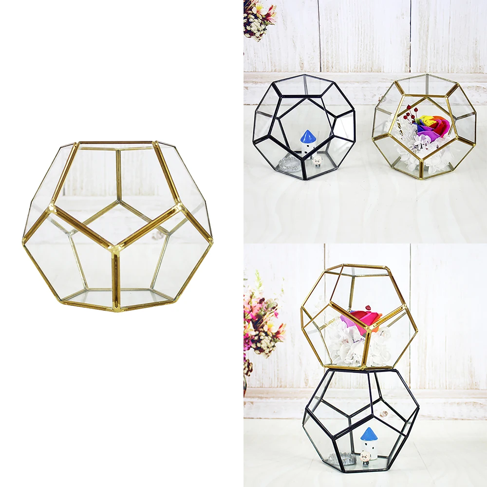

Glass Geometric Succulent Planter Vase Terrarium Container Tabletop Pot For Succulent Garden DIY Home Office Wedding Decor