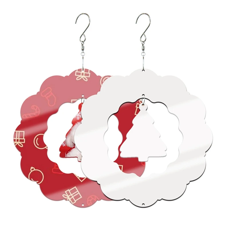 

Sublimation Wind Spinner Blanks 3D Aluminum Wind Spinner Powered Kinetic Sculpture Wreath Shape For Yards & Garden