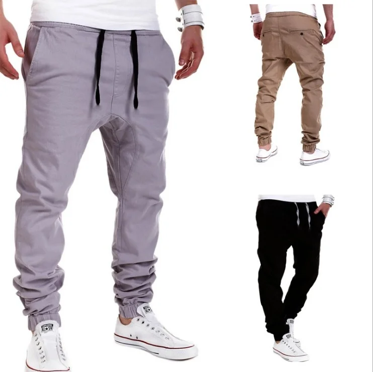 Mens Khaki Pants Hip Hop Harem Joggers Pant Male Trousers Casual Men Solid Sweatpants