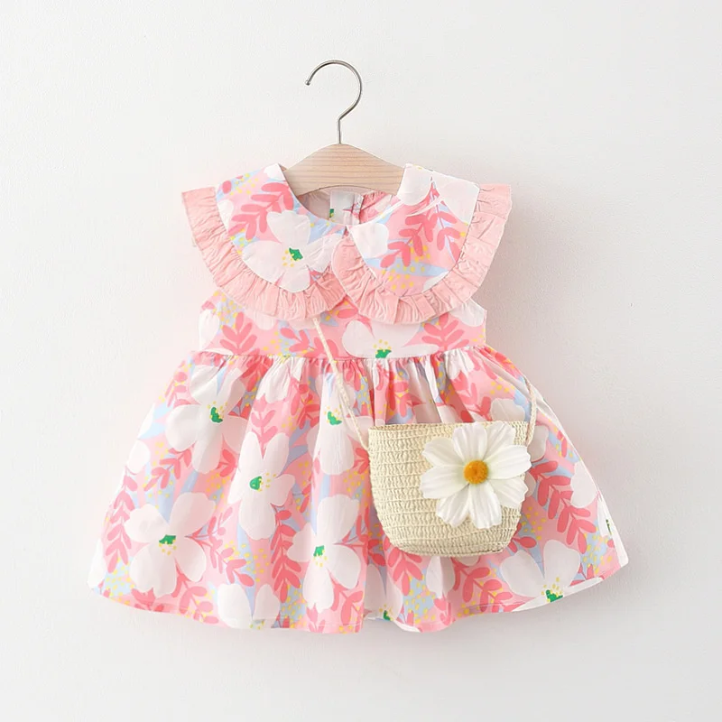 

kids cheap costume summer princess dress for girl fairy skirt costumestrawberry cotton lace Lapel free bag