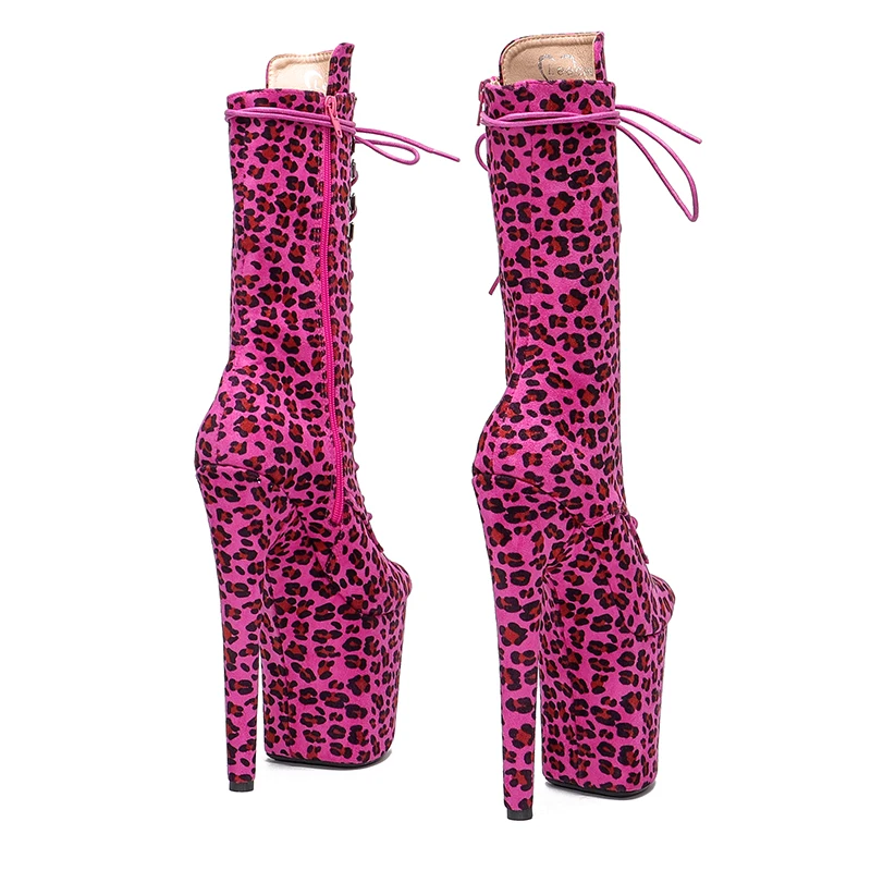 Leecabe  20CM/8inch Leopard Suede upper open toe  Pole dancing shoes High Heel platform Pole Dance boot