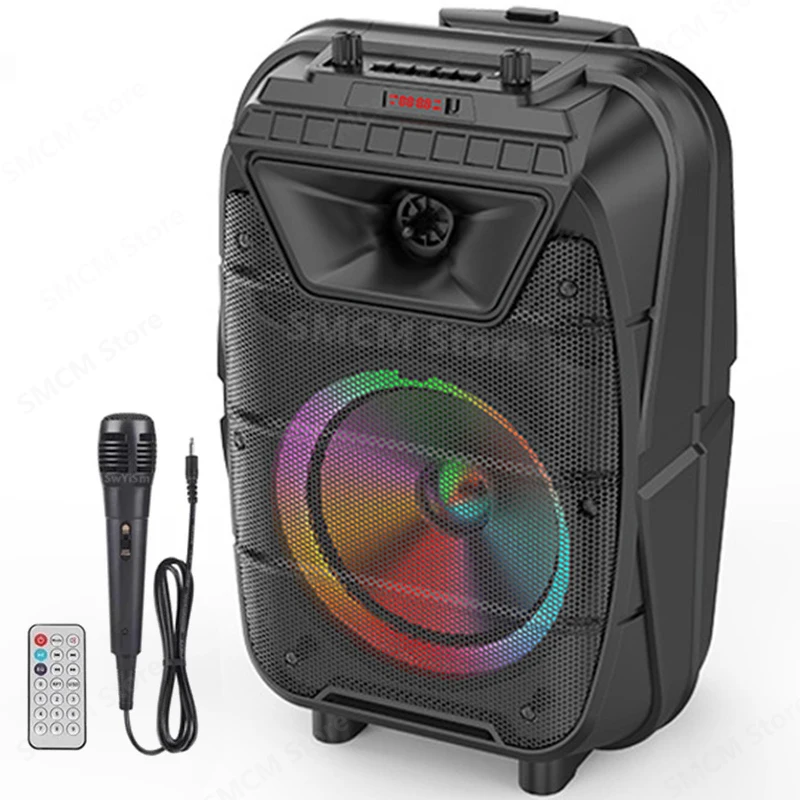 

8 inch high-power Bluetooth Speaker Portable Column TF Stereo Surround Wireless Subwoofer Square Dance Outdoor Soundbox with MIC
