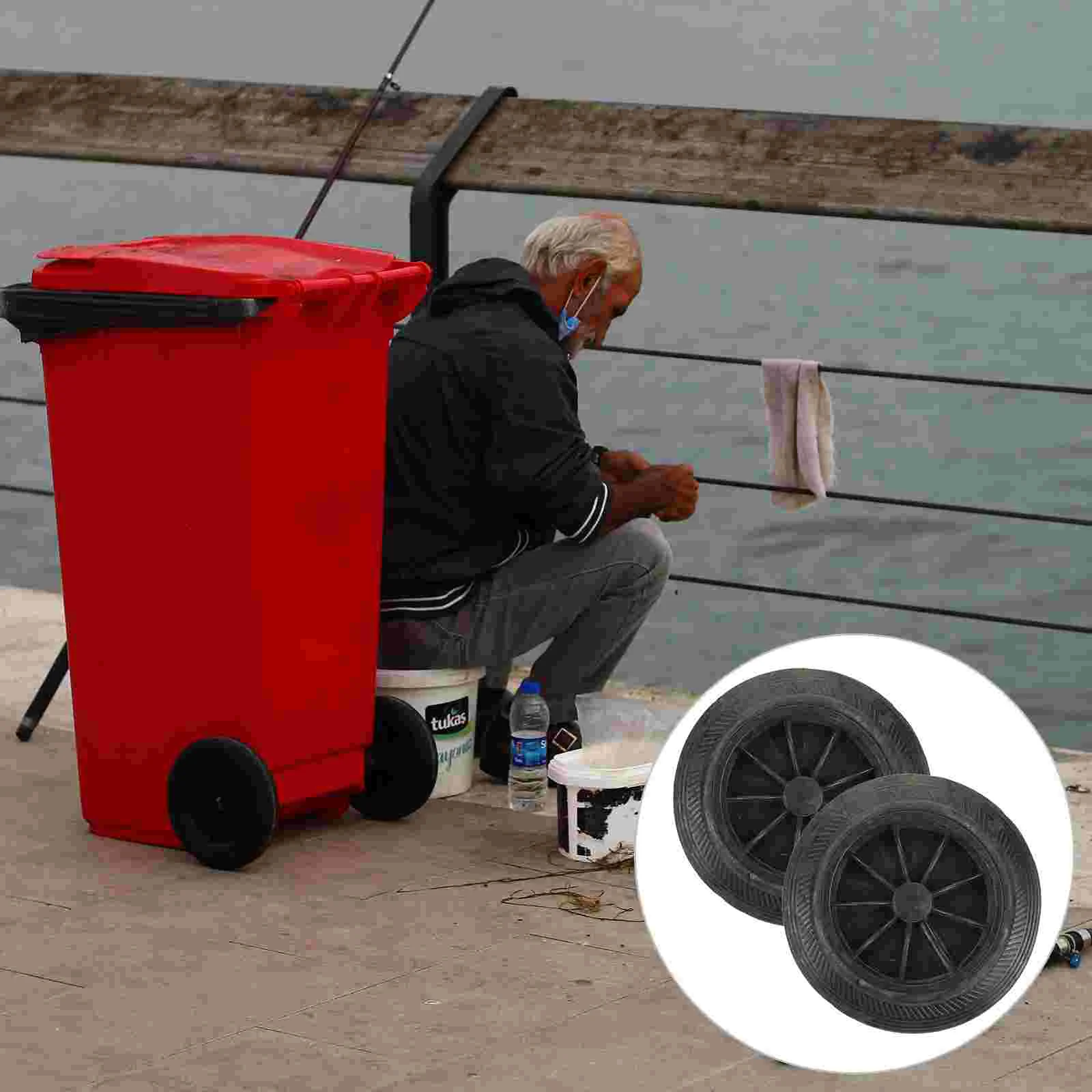

2pcs Trash Can Wheels Wastebasket Pulleys Garbage Bin Wheel Replacement for Outdoor