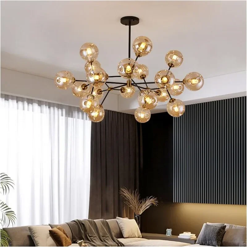 Дизайнерская Минималистичная подвесная люстра со стеклянным шариком лампа для