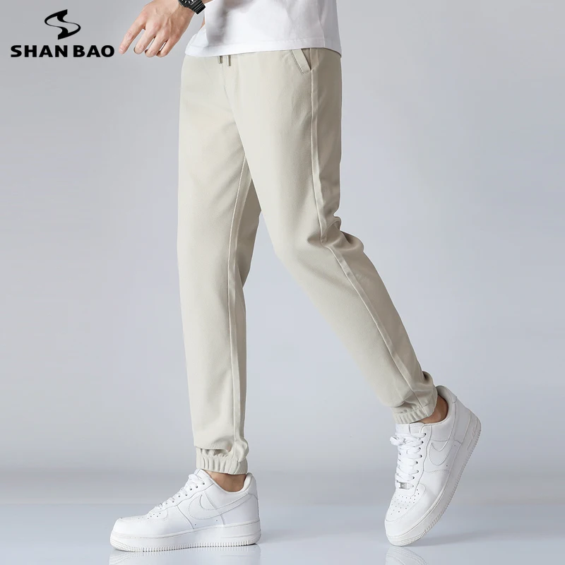

SHAN BAO spring summer thin loose sweatpants Japanese elastic waist drawstring men lightweight trousers high quality harem pants