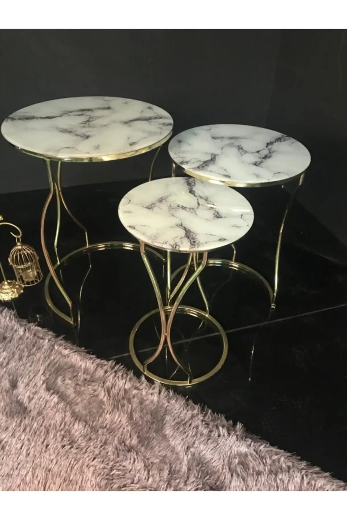 

White Marble Patterned Gold Foot 3'l Zigon Coffee Table Pad wohnzimmertisch