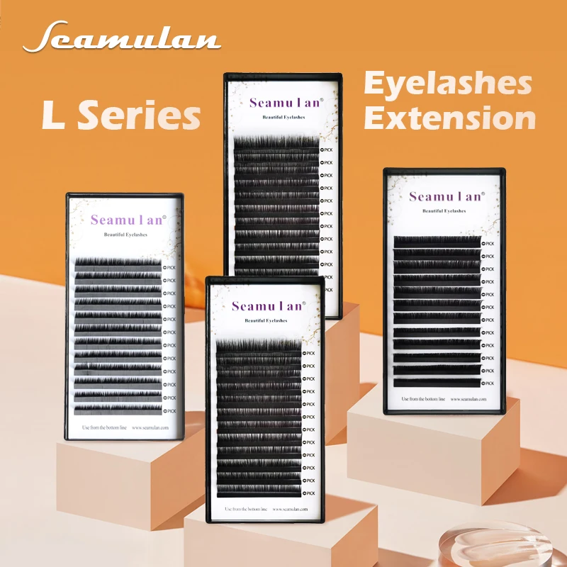 Ресницы SEAMULAN L LC + C с завитками натуральные длинные мягкие ресницы для