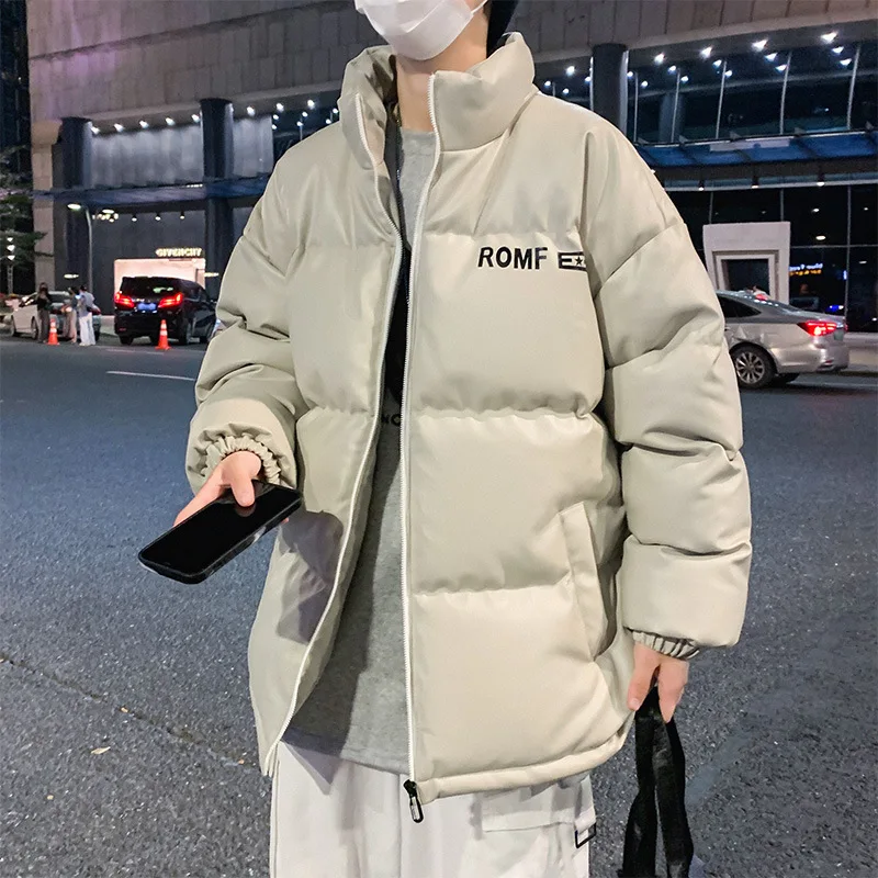 Winter American Retro Letters Stick Cloth Embroidery Stand Collar Warm and Cold Loose Casual Cotton Clothing New Coat Wholesale