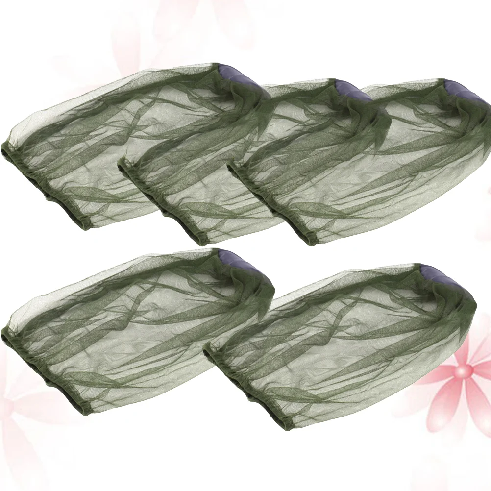 

8pcs Outdoor Insect Prevention Caps Anti-mosquito Durable Face Neck Protective Netting Hat for Outdoor Camping (Army Green)