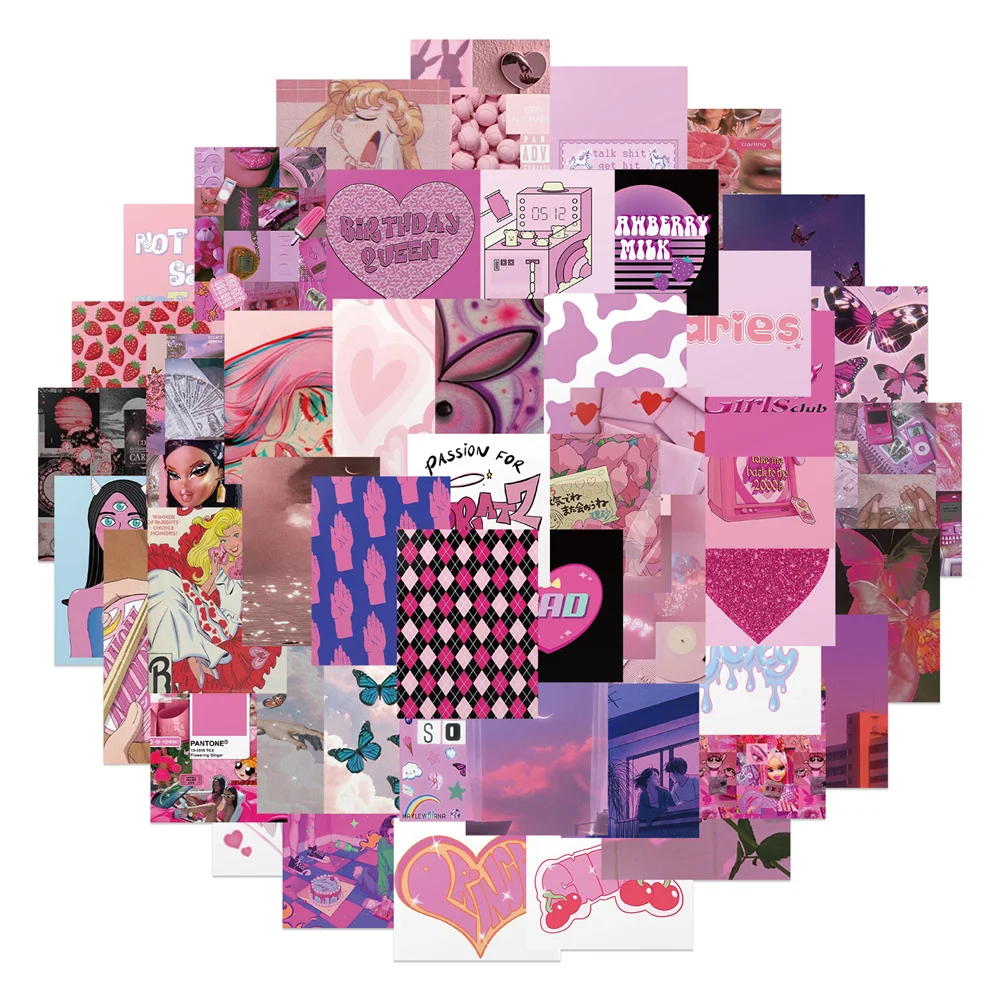 

10/30/50PCS Cartoon Pink Aesthetic Sad Stickers Personality Decorative Luggage Notebook Waterproof Guitar Stickers Wholesale