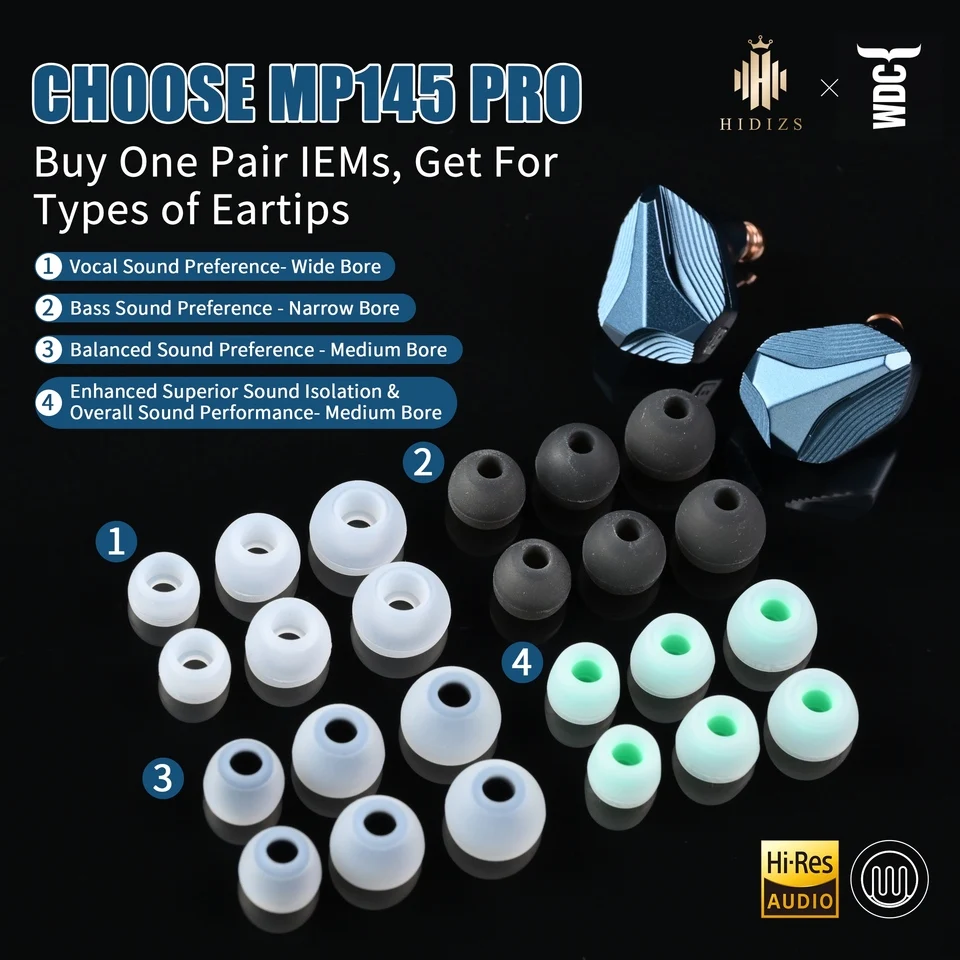 Предзаказные Hi-Fi наушники-мониторы HIDIZS MP145 PRO с 14,5-мм ультраточным планарным магнитным драйвером нано-класса, внутриканальные, Hi-Res Audio (art.: 3920da276e004) - 3920da276e004