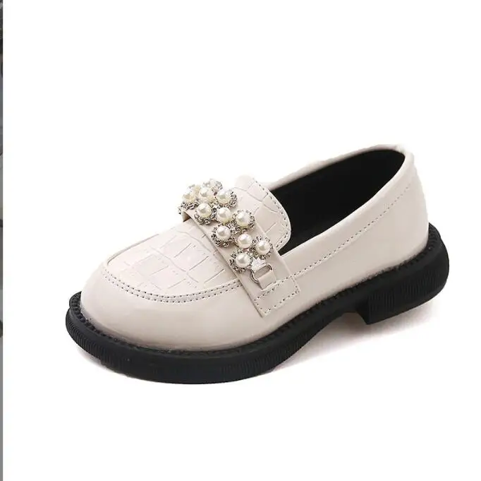 

Autumn Girl's Soft sole non-slip single shoes Children Leather Shoes Black Slip-on Round Toe School Sweet Kids Casual Shoes Larg