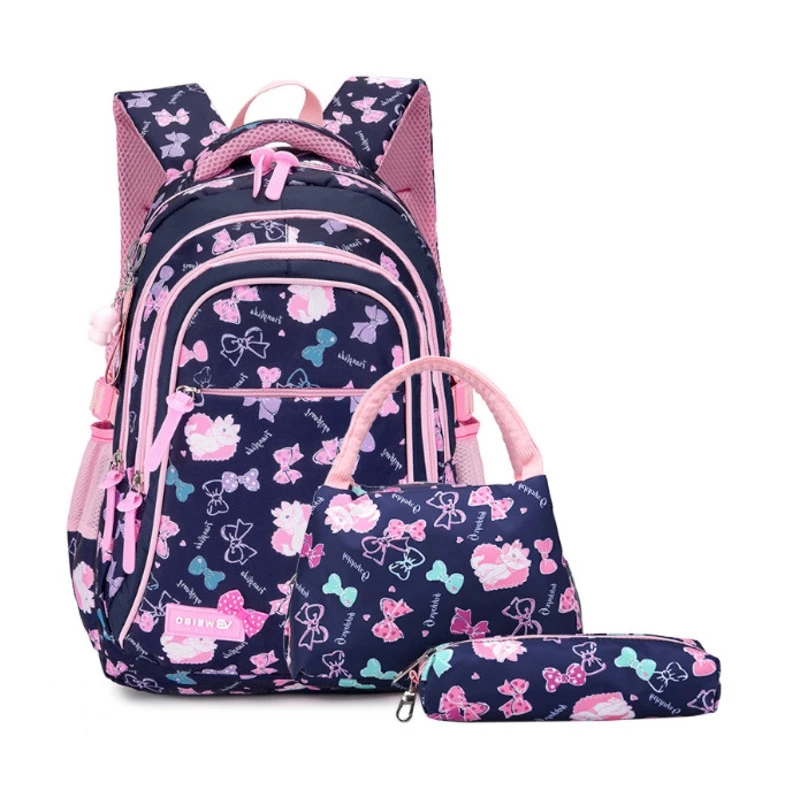 

School bag 3 pcs set Waterproof School Backpack for Girls Backpack Middle School bag with Lunch Box Pencil Case primary school