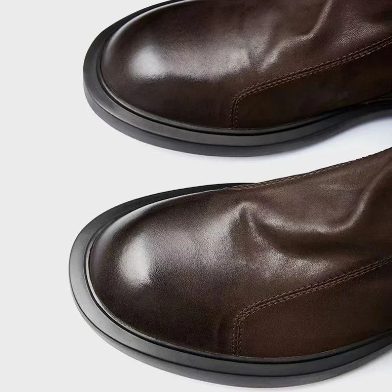 Ботильоны мужские из натуральной кожи высокие полусапожки на молнии роскошные