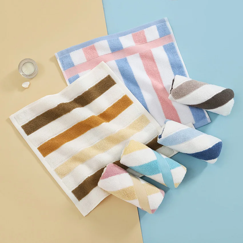 

Rainbow Striped Hand Towel 100% Cotton Colorful Face Towels For Adults Kids Strong Absorbent Kitchen Bathroom Towel 34x34cm