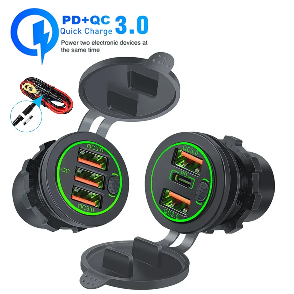 100 Вт Dual QC 3.0 USB PD Type C с тремя розетками Автомобильное зарядное устройство для