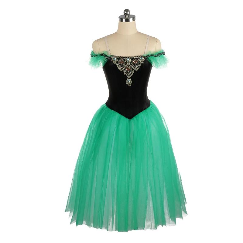 

Высококачественная профессиональная уникальная дизайнерская Индивидуальный размер для детей девочек взрослых женщин Одежда для выступлений зеленая балетная романтичная пачка