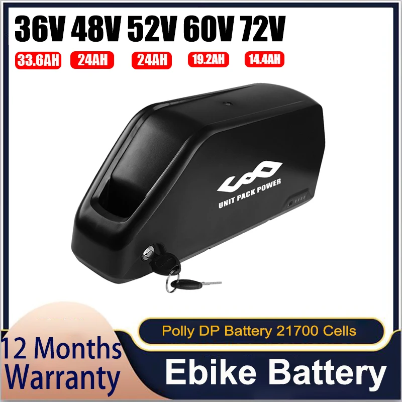 

Ebike Battery 36V 33.6AH 52V 48V 24AH 60V 19.2AH 72V 14.4AH Battery Polly Downtube Battery for 750W 1000W 1500W 2000W 21700 Cell