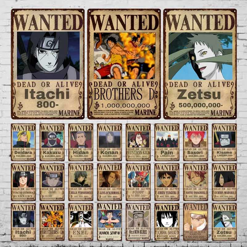 

Настенные стикеры в японском стиле, винтажная металлическая пластина, мультяшный аниме, оловянный плакат, потертый Ретро стикер для декора