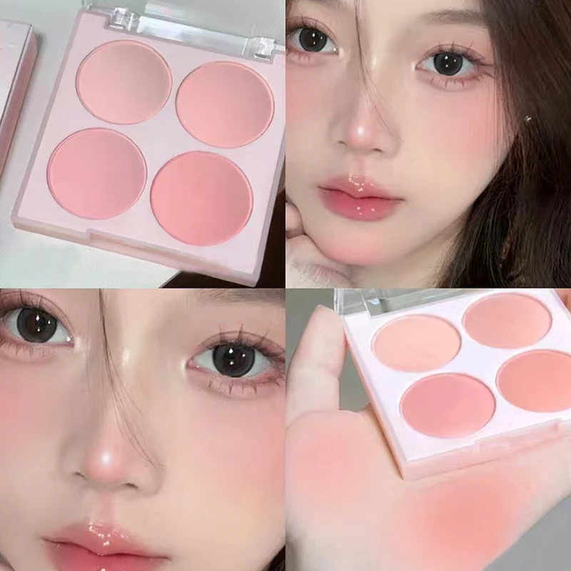 

4 Colors Waterproof Blush Palette Lasting Matte Nude Peach Brighten Rouge Mineral Blusher Natural Face Blusher Powder Cosmetics