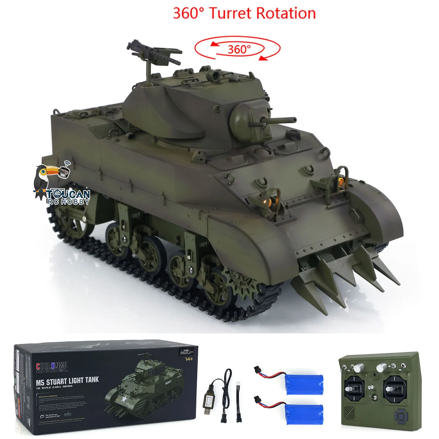 Фото Подарки 1/16 RTR RC Tank US M5A1 Stuart VI Пульт дистанционного управления Light Tank Два аккумулятора Радио Мини-модель автомобиля Игрушки для мальчиков №5