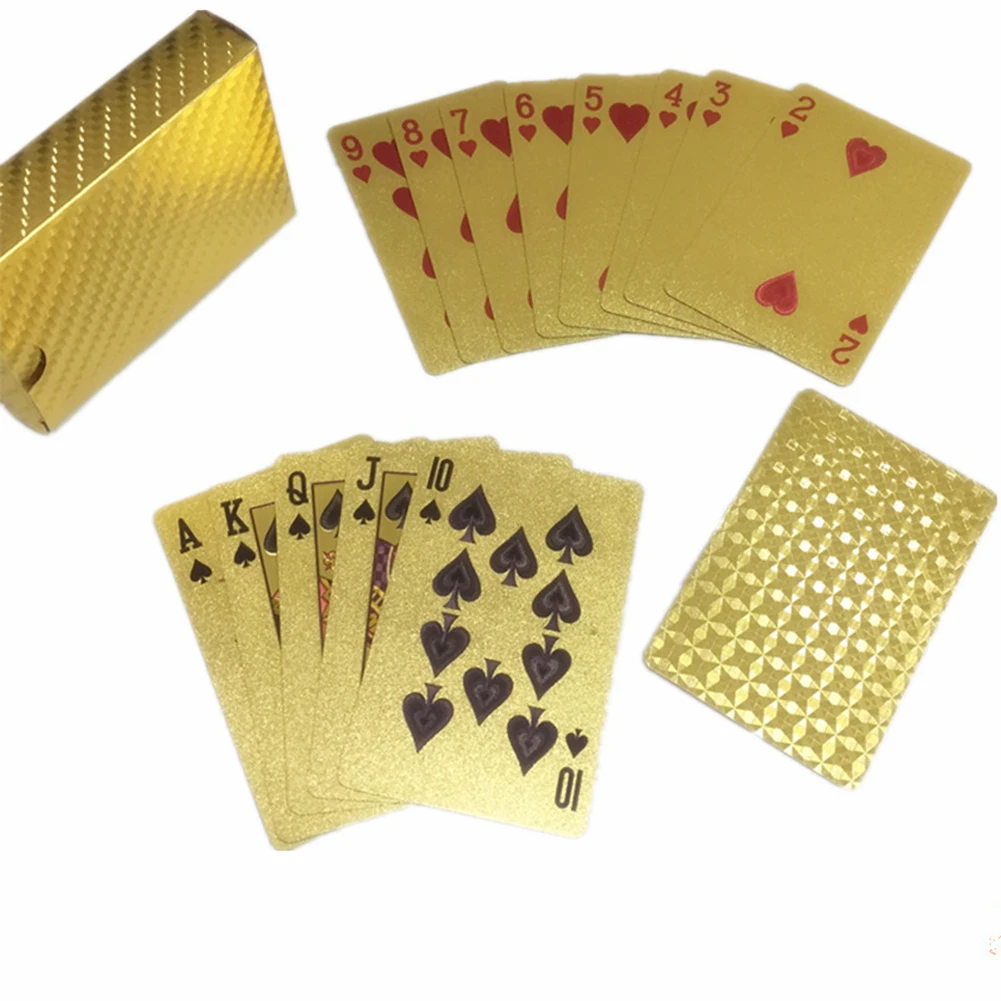 

Gold Foil Playing Cards Plastic Waterproof Black Poker Camping Team Game Beach Pool Game Equipment For Outdoor Team Activities