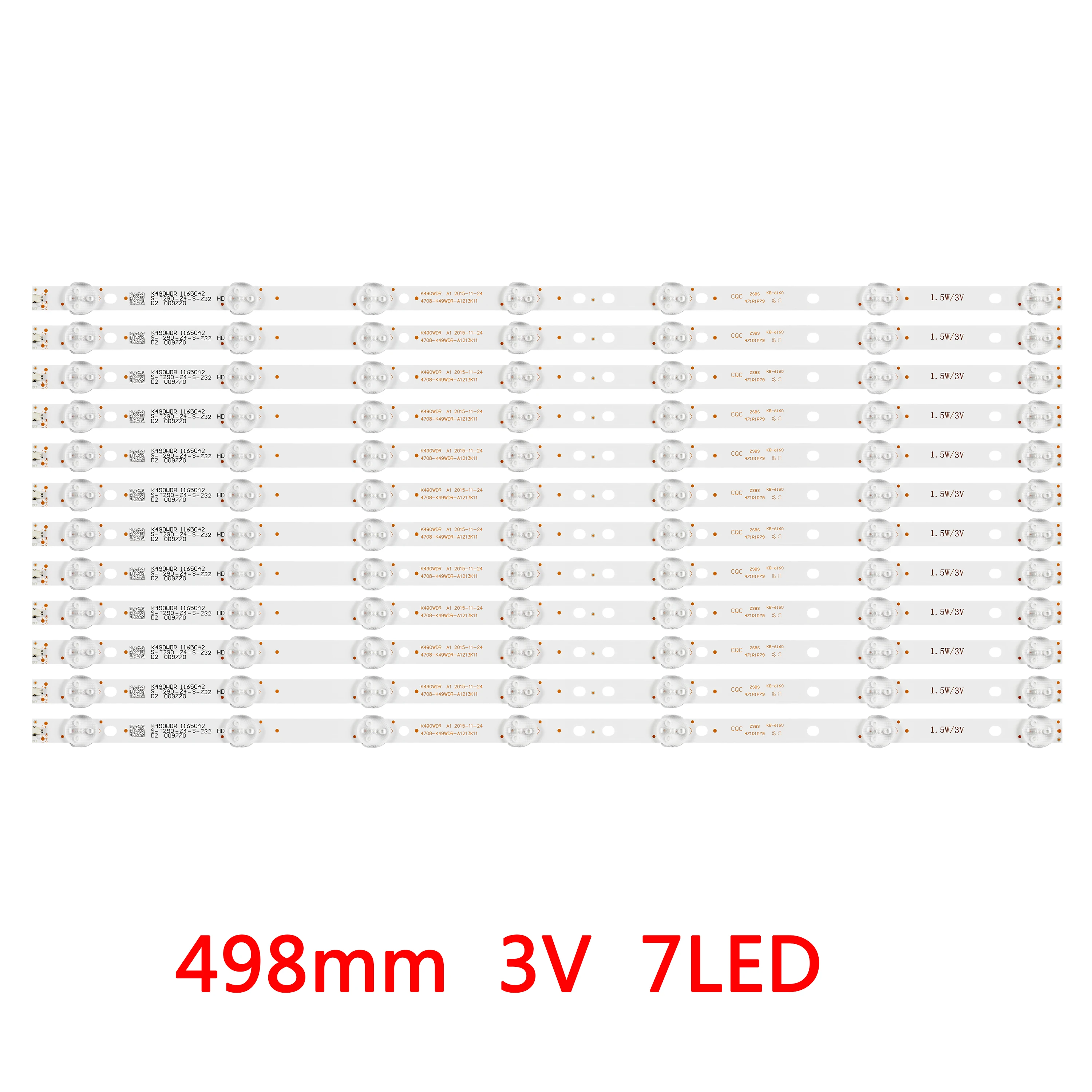 

New 12PCS LED backlight strip for Toshiba 49" TV 49L621U K490WDR A1 4708-K49WDR-A1212K11 4708-K49WDR-A1213K11