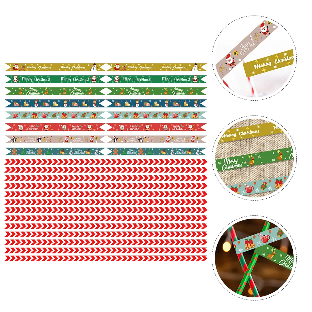 

Decals Xmas Straw Sticker Adhesive Multi-function Sticky DIY Christmas Stickers