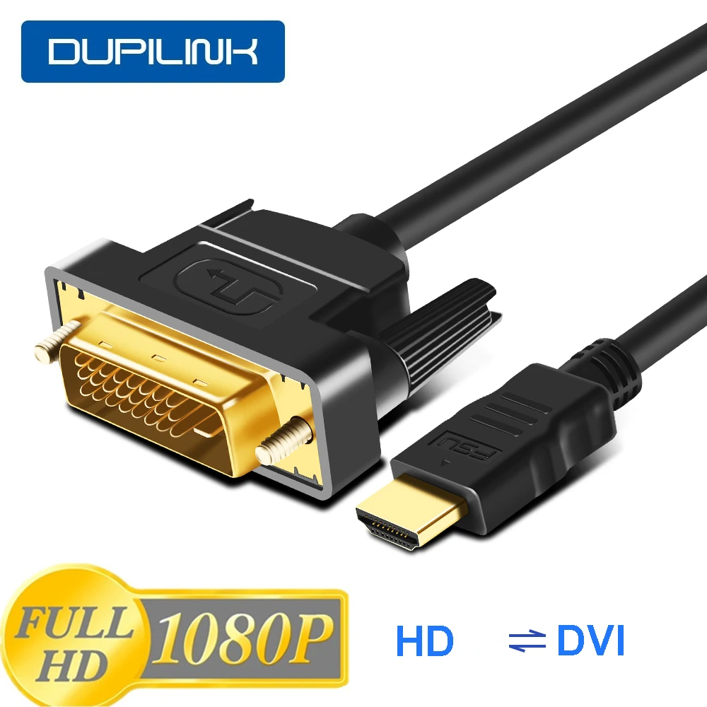 DUPILINK HDMI-compatible to DVI Cable DVI HDMI-compatible Cable Adapter Gold Plated for HDTV DVD Projector PS5 4 3 TVBOX