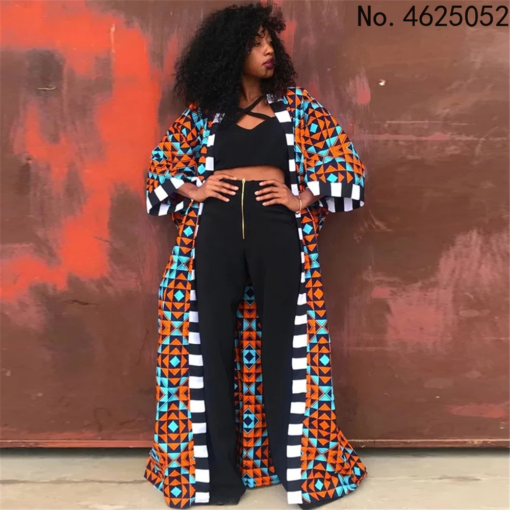 Африканский этнический винтажный цветочный принт Дашики кардиган Женская