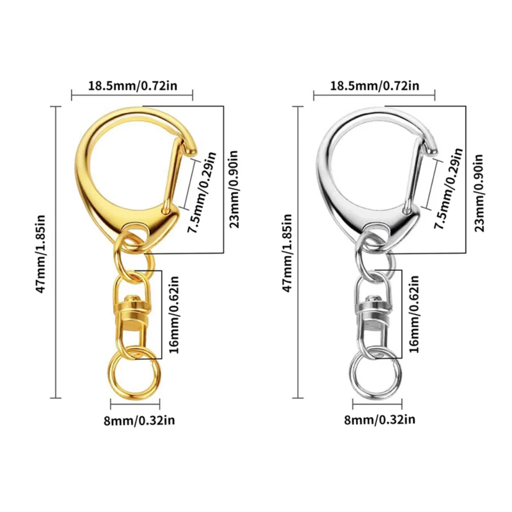 10Pcs Key Ring With Chain D Snap Hooks Split Keychain Connector Metal Key Ring With Open Jump Ring For DIY Crafts Jewelry Making