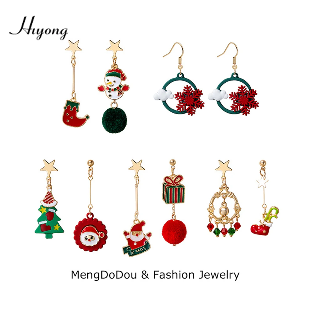 

2022 New Design Hot Sale Cute Christmas Hook Earrings For Women Santa Claus Elk Charms Drop Downy Tassel Earrings For Party