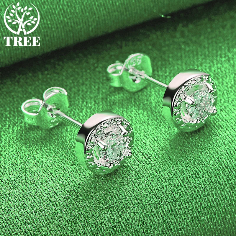 ALITREE 925 Стерлинговое Серебро классические круглые циркониевые хрустальные