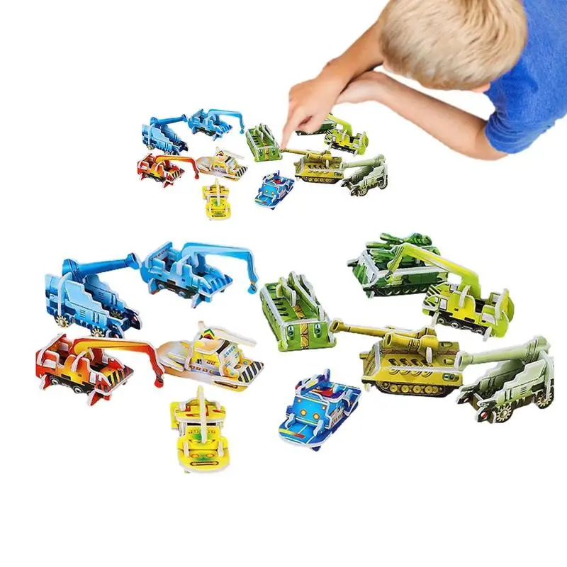 

Assemble 3D Puzzle Toy Set Foam Assemble Toy 10pcs Teaser Plane Tank Dinosaur Puzzle Educational Family Night Toys For Kids Boys