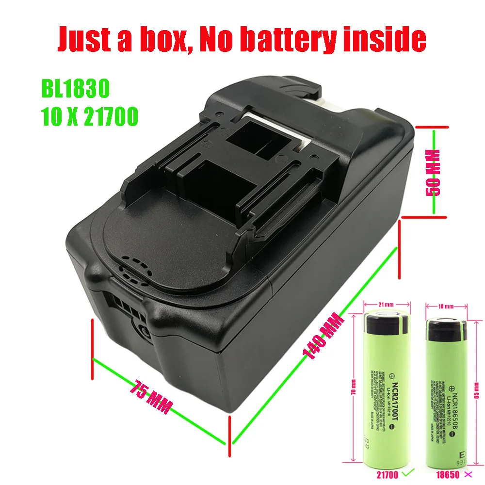 BL1830 10 X 21700 Li-ion Battery Case PCB Charging Protection Circuit Board Shell Box BL1845 For MAKITA 18V 3.0Ah 6.0Ah Housings on. BL1830 10 X 21700 Литий-ионный аккумуляторный корпус PCB Зарядное устройство защитная плата Корпус коробки BL1845 для MAKI