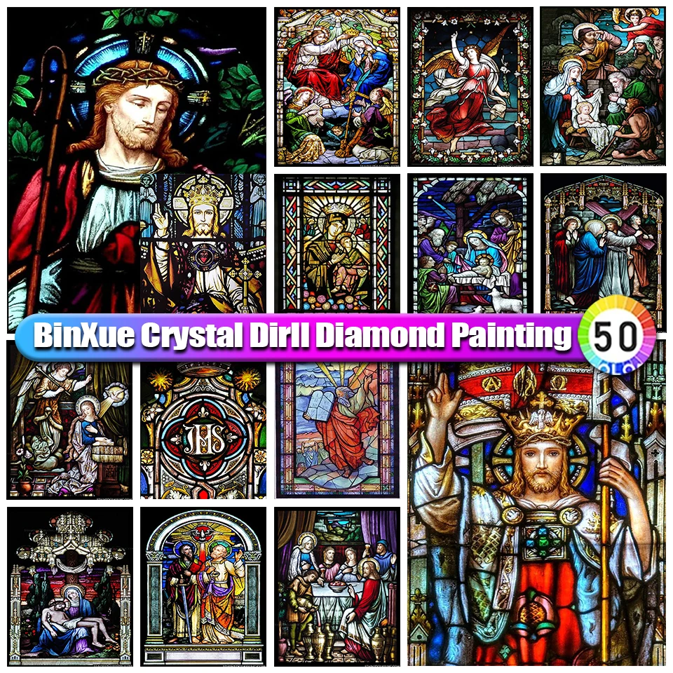 

BinXue 5D DIY религиозная Подвеска "Иисус" 100% круглая кристаллическая алмазная живопись крест с ангелами Stitch Дева Мария ручная работа Мозаика Искусство домашний декор