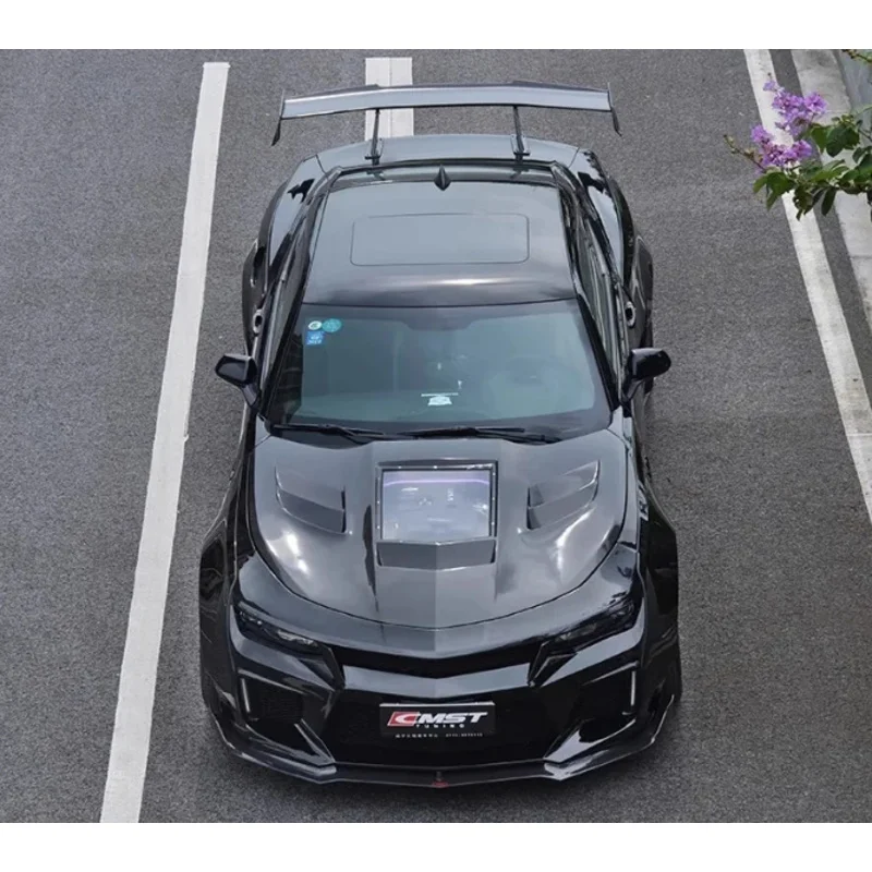 Фото Заводской хит продаж, комплект широкого кузова в стиле CMST для Camaro, карбоновый передний бампер, задний диффузор, спойлер, крыло, капот, подходит для нового Bod №5
