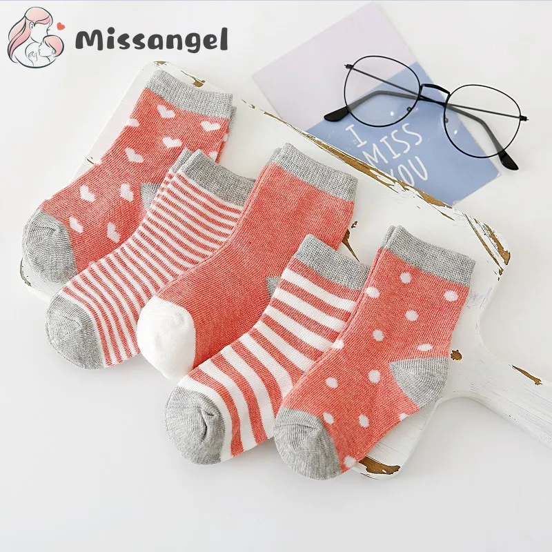 5Pairs/lot 2022 Baby Socks for Kids Girls Boy Cotton Stripe Cartoon Animals Summer Toddler Knitted socks Newborn BeBe Clothes
