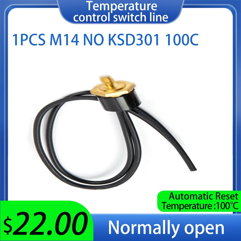 1PCS Normal Open 10A 250V 100℃ Temperature Switch KSD301 M14 Screw Thread