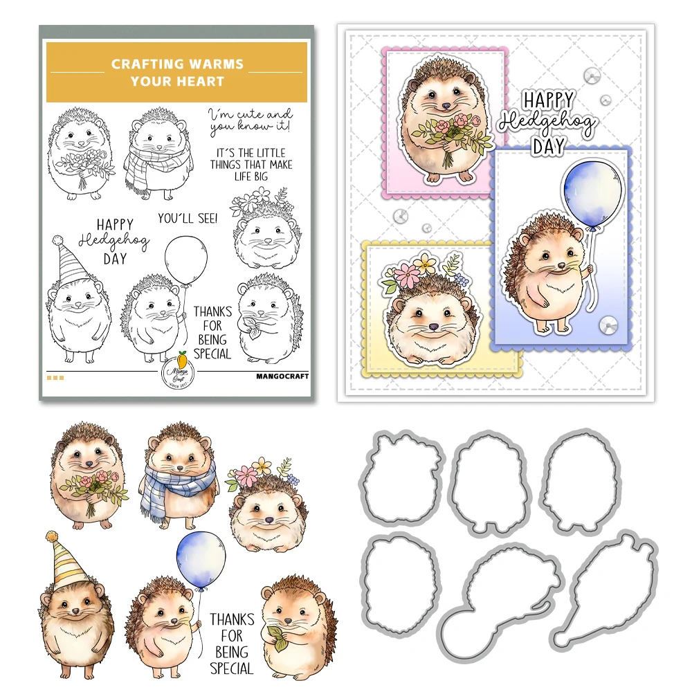 Милые Мультяшные Вырубные штампы с изображением ежика прозрачные сделай сам