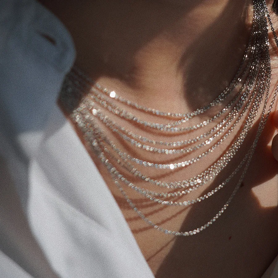 

Fashion Multilevel Geometric Tassel Twist Snake Chain Set Necklace for Women Female Silver Color Choker Jewelry Collar Hombre