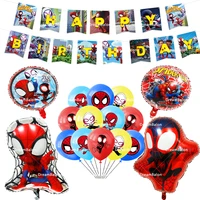 new spider man and his amazing friends latex balloons super hero foil ballons kids happy birthday party decor baby shower banner