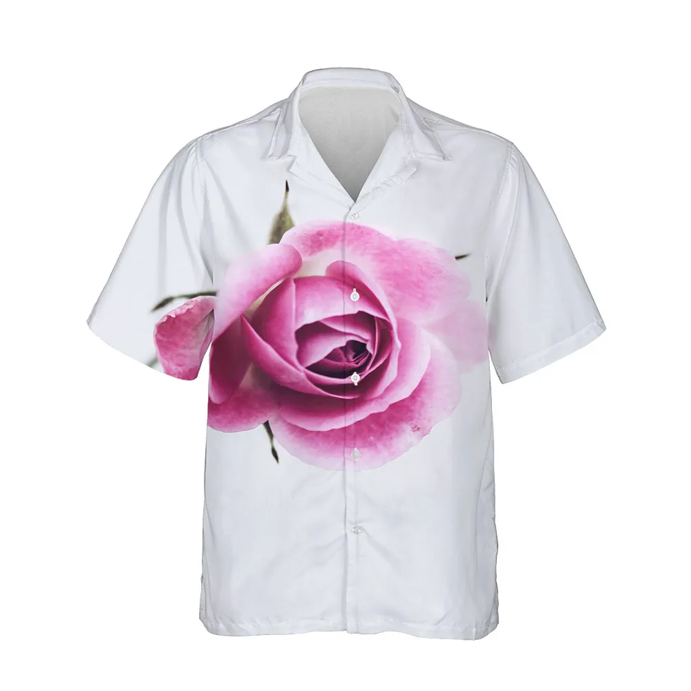 Jumeast Peony Flower Blouses Printing Pattern Summer Short Sleeve Mens Shirt Single Breasted Oversized Shirts For Men Streetwear