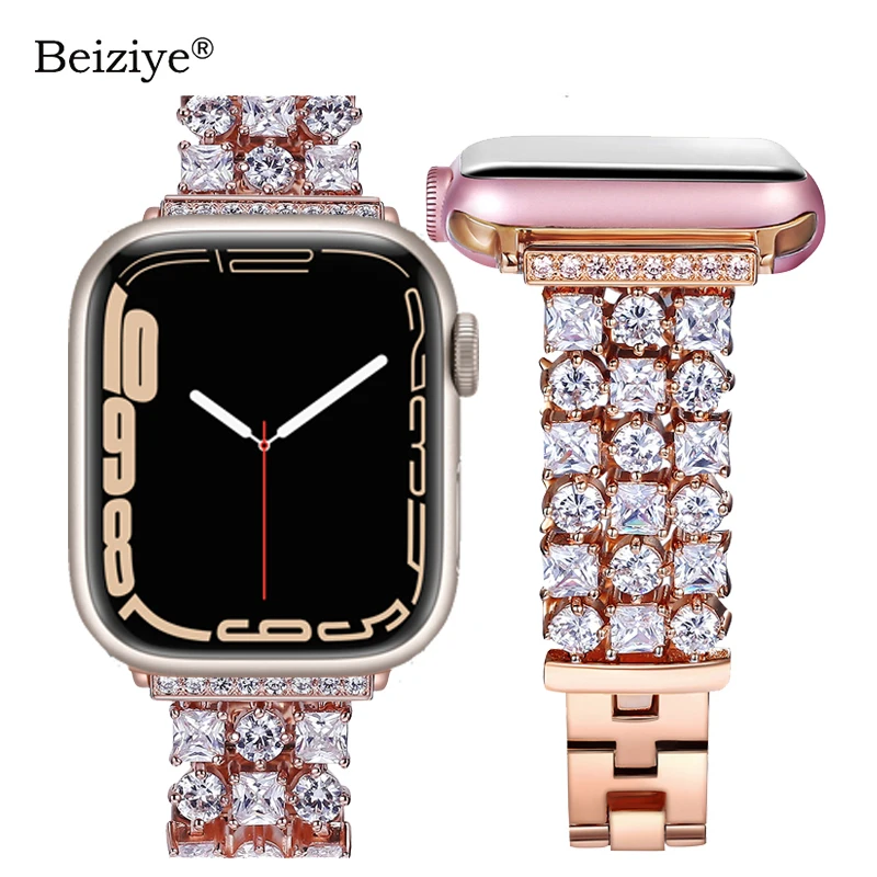 Women Diamond Strap for Apple Watch SE 7 6 5 41mm 45mm 40/44mm Luxury Replacement Bracelet for iWatch Band 38mm 42mm Series 3 2